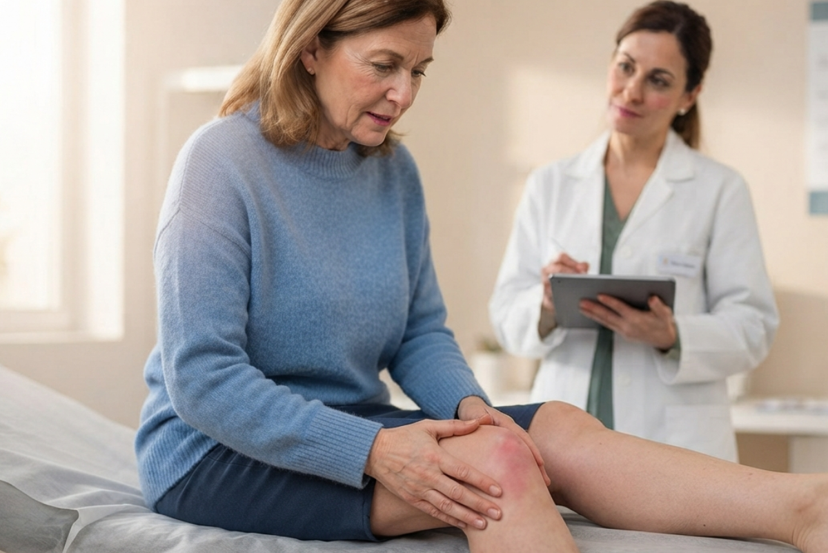 Persona che avverte dolore a un'articolazione, possibile segnale di patologia reumatica. Per una valutazione specialistica accurata e un percorso diagnostico personalizzato, ti invitiamo a prenotare una visita presso Pretmedica.